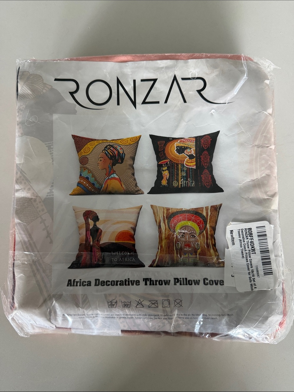 Ronzar Africa Decorative Throw Pillow Covers - Orange & Brown